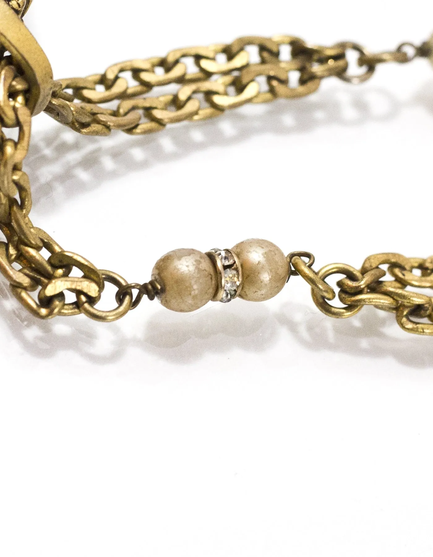Chanel Vintage '84 Crystal & Faux Pearl Medallion Necklace