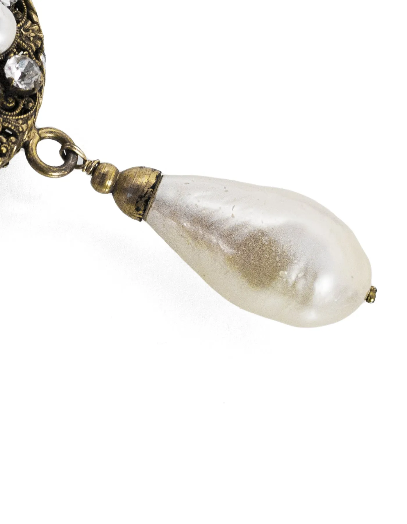 Chanel Vintage '84 Crystal & Faux Pearl Medallion Necklace
