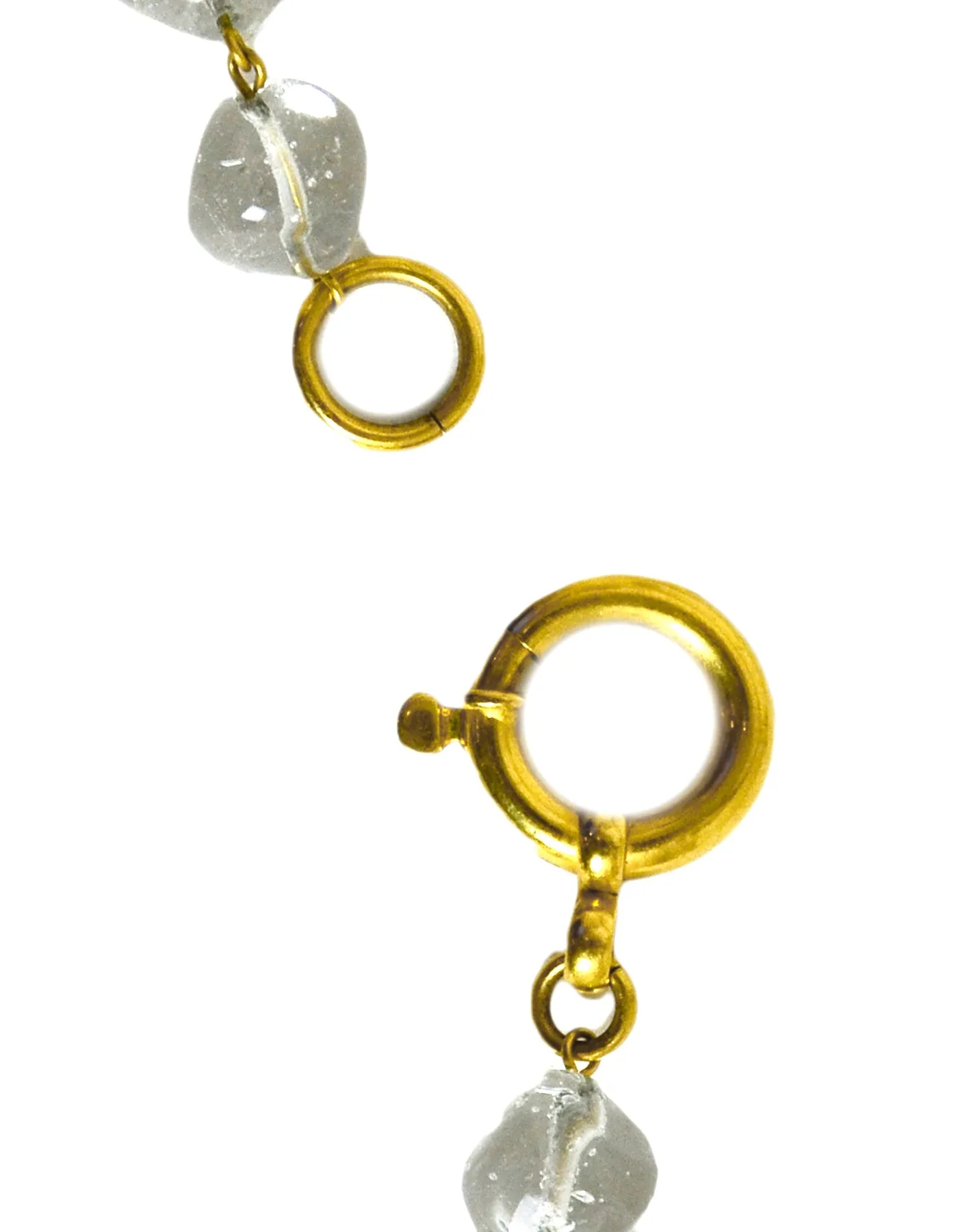 Chanel Vintage Clear Bead Necklace w/ Goldtone CC Pendant