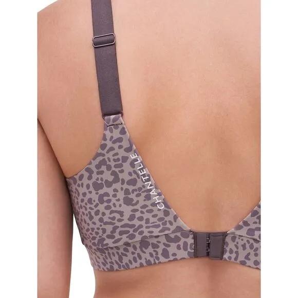 Chantelle Women Taupe Leopard Print Wirefree Activewear Yoga Sports Bra Size M