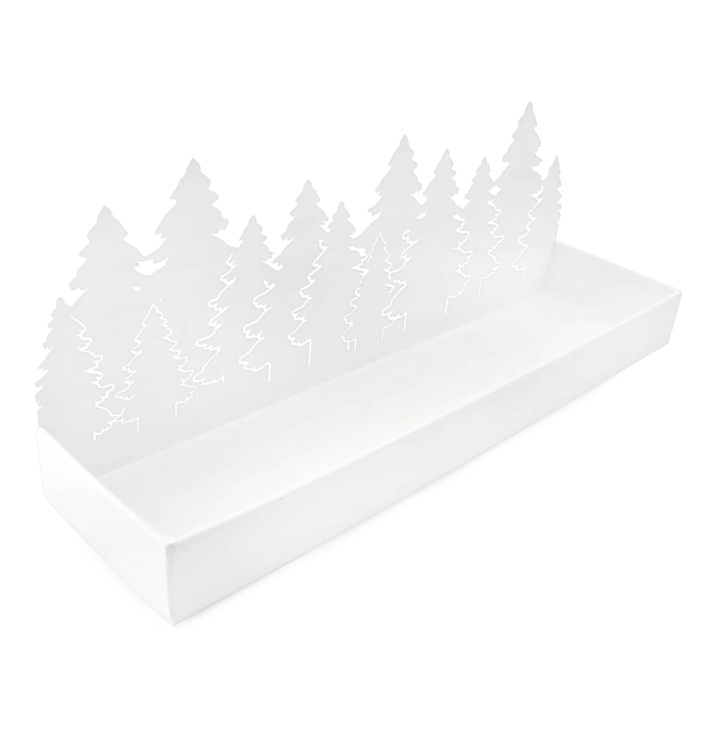 Christmas Tree Galvanized Tray (White, Case of 10)