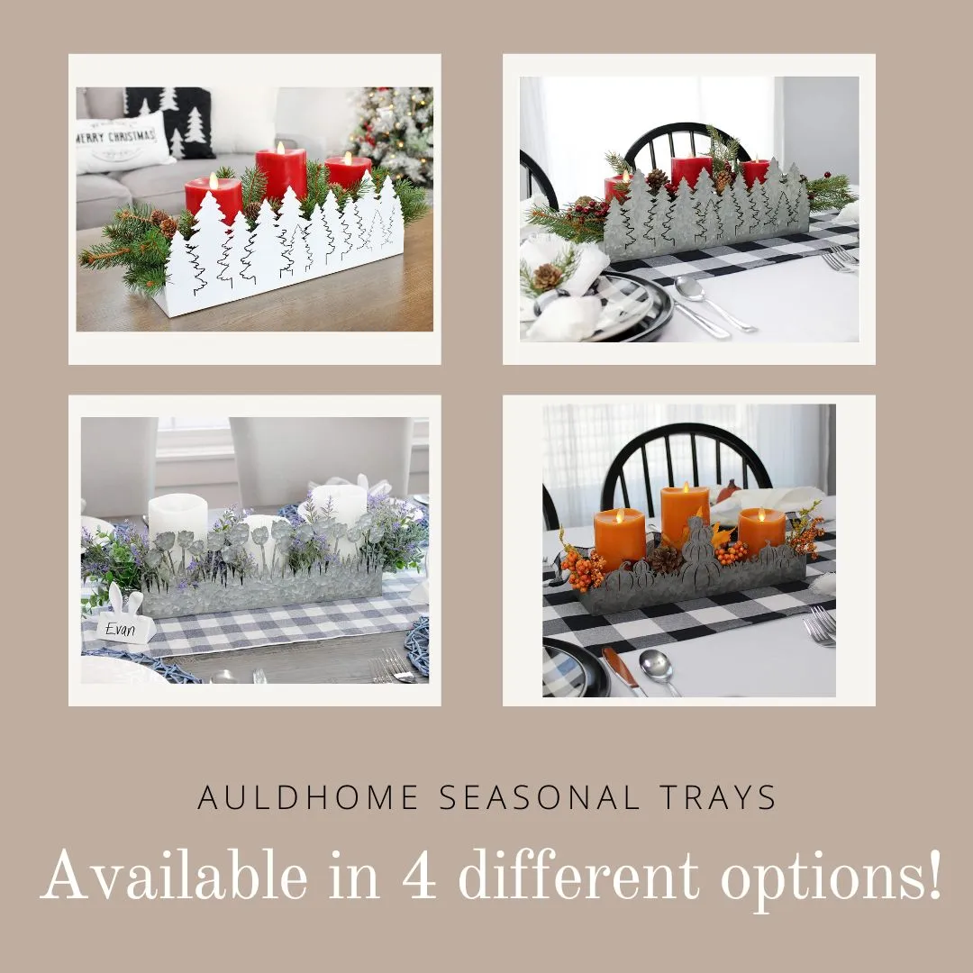 Christmas Tree Galvanized Tray (White, Case of 10)