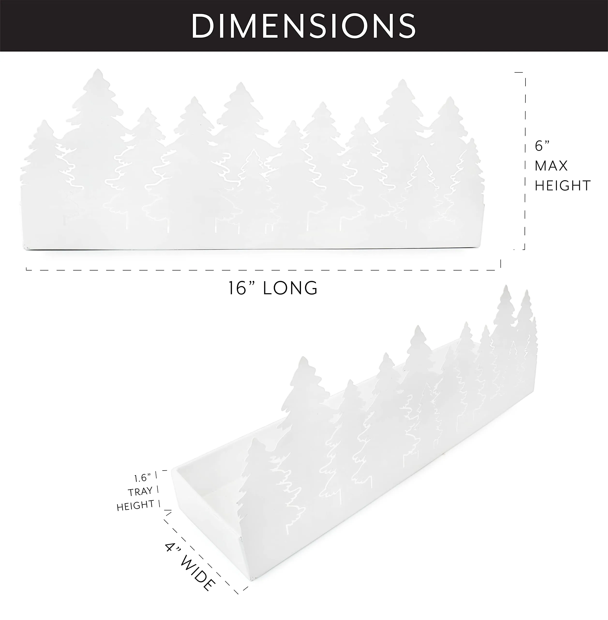 Christmas Tree Galvanized Tray (White, Case of 10)