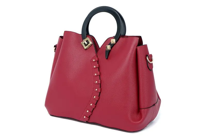 Classy Leather Fashionista Tote 3 in 1 Handbags -Grey