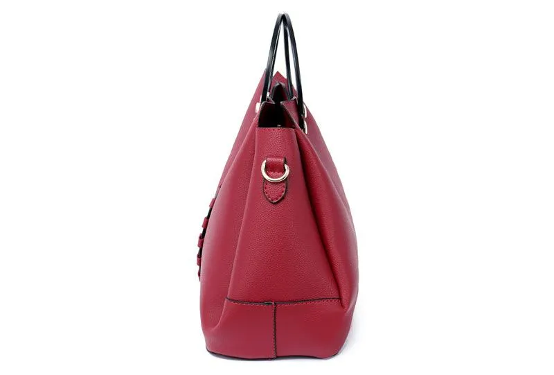 Classy Leather Fashionista Tote 3 in 1 Handbags -Grey