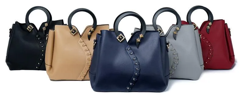 Classy Leather Fashionista Tote 3 in 1 Handbags -Grey