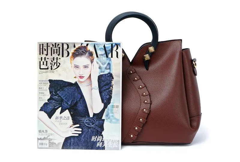 Classy Leather Fashionista Tote 3 in 1 Handbags -Grey