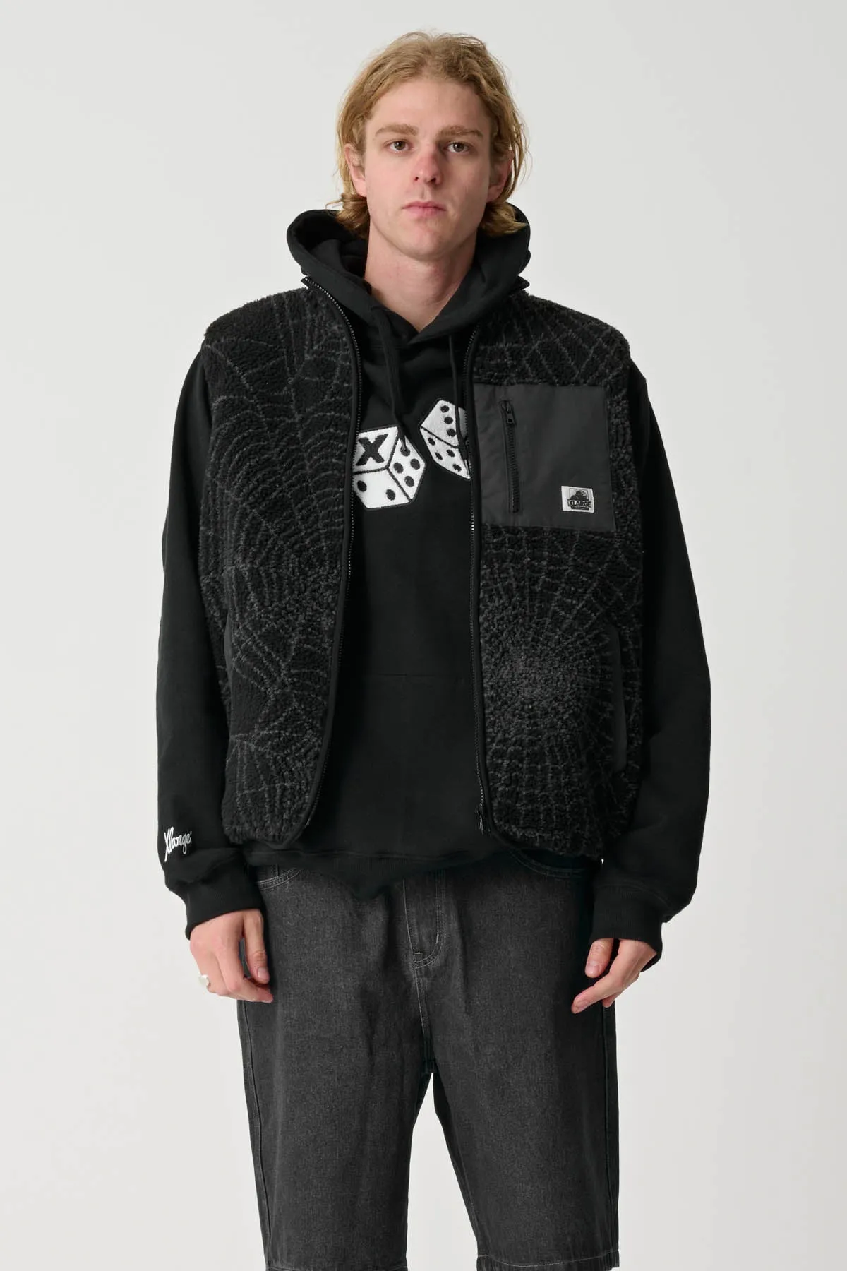 COBWEB REVERSIBLE VEST - BLACK