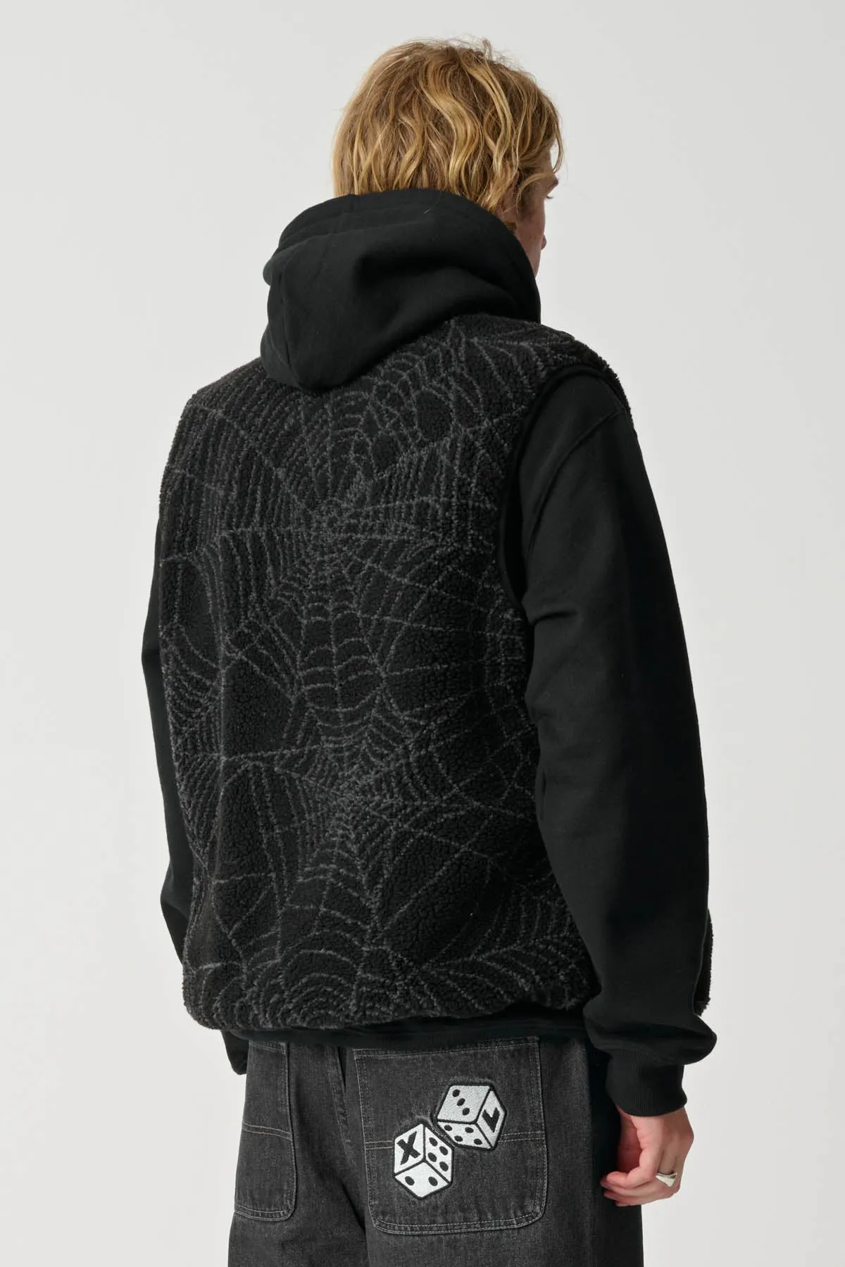 COBWEB REVERSIBLE VEST - BLACK