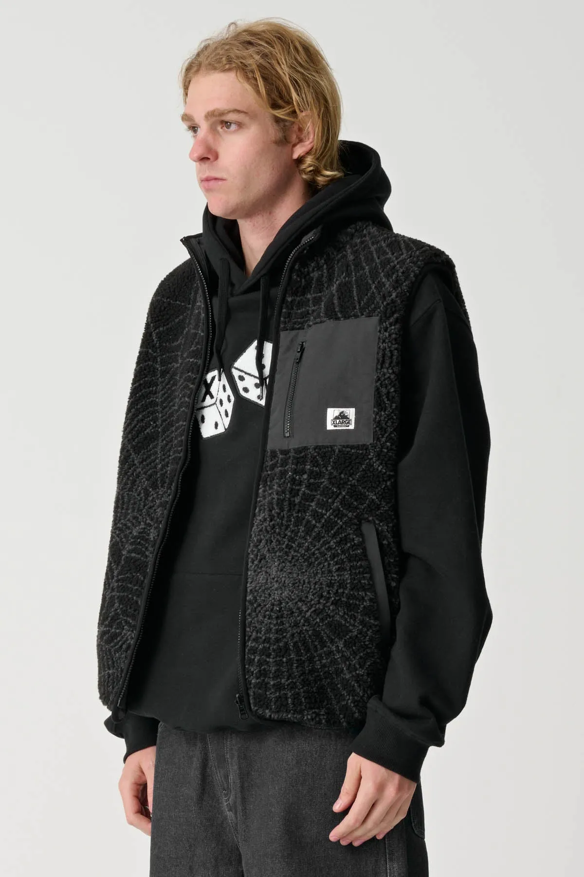 COBWEB REVERSIBLE VEST - BLACK