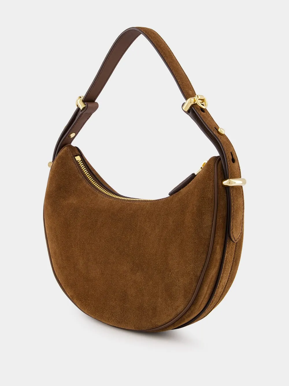 Cocoa Brown Suede Arqué Shoulder Bag