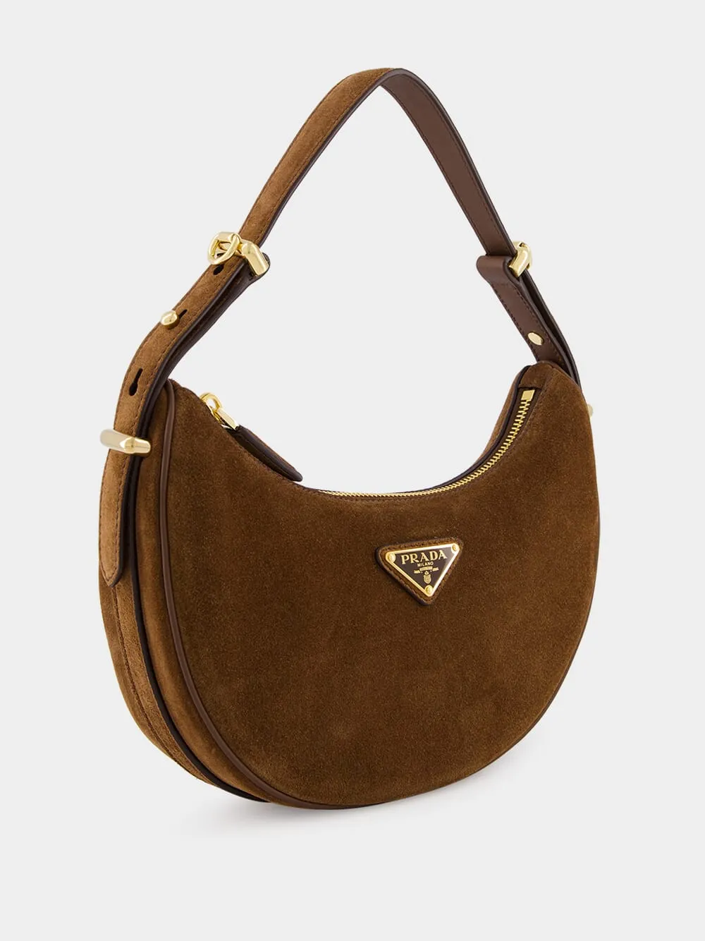 Cocoa Brown Suede Arqué Shoulder Bag