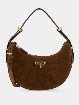 Cocoa Brown Suede Arqué Shoulder Bag