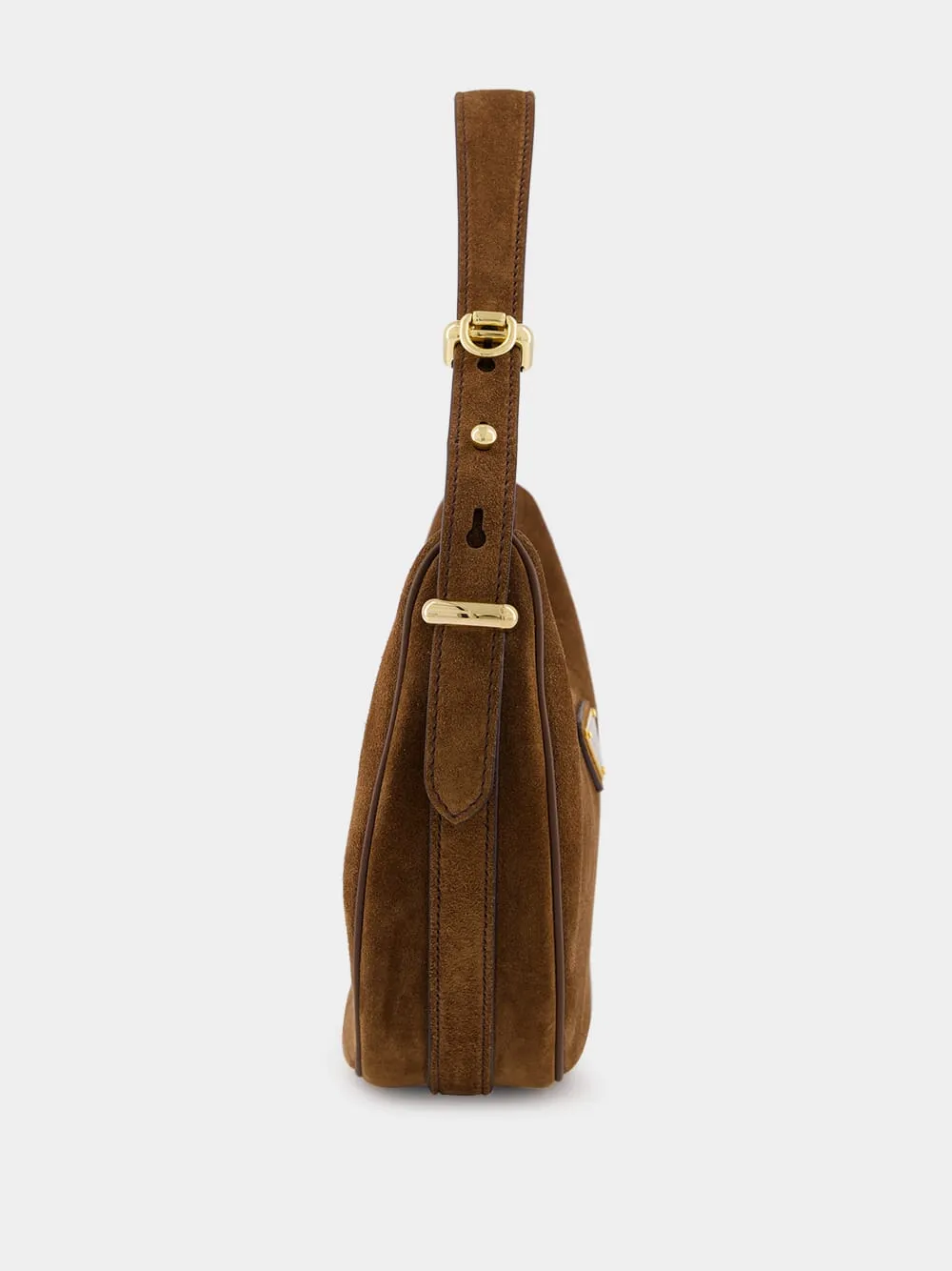 Cocoa Brown Suede Arqué Shoulder Bag