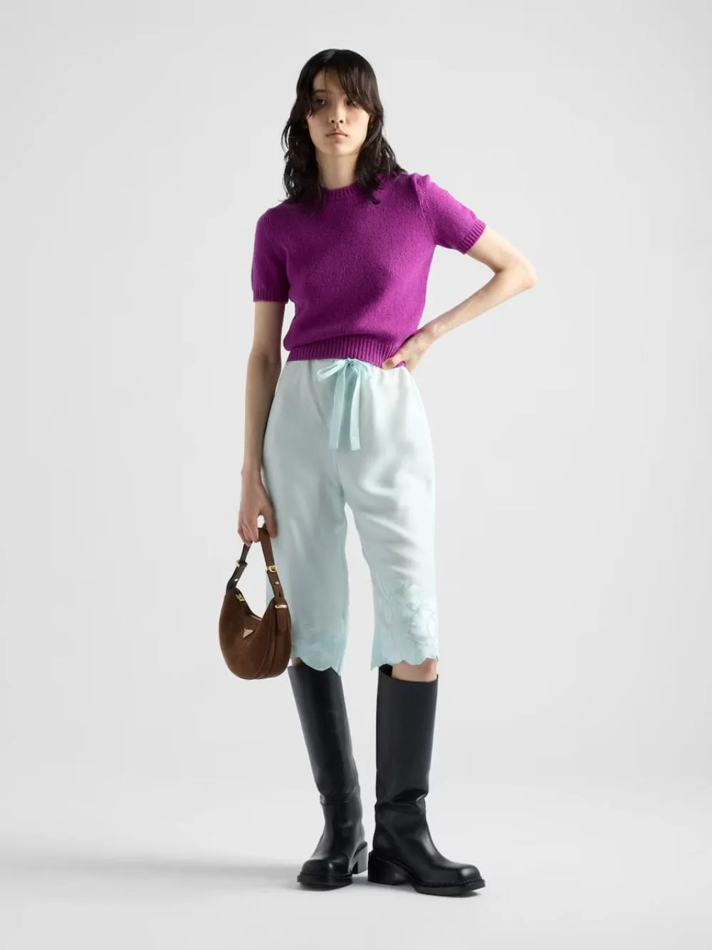 Cocoa Brown Suede Arqué Shoulder Bag