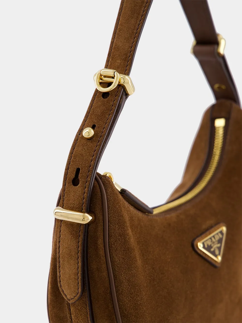 Cocoa Brown Suede Arqué Shoulder Bag