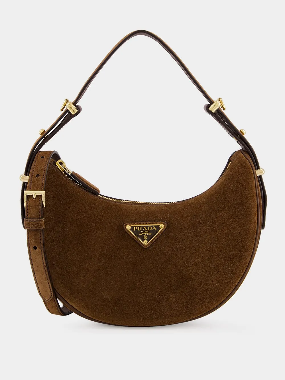 Cocoa Brown Suede Arqué Shoulder Bag