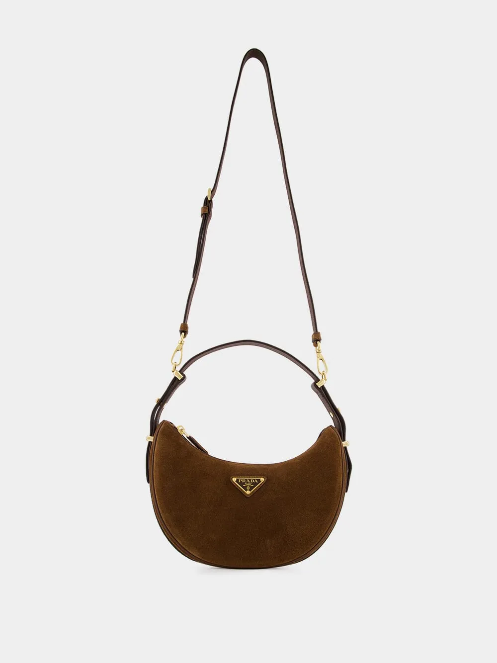 Cocoa Brown Suede Arqué Shoulder Bag