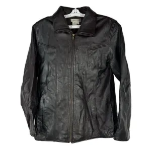 Coldwater Creek Women's Black Leather Jacket Zip Closure Size L