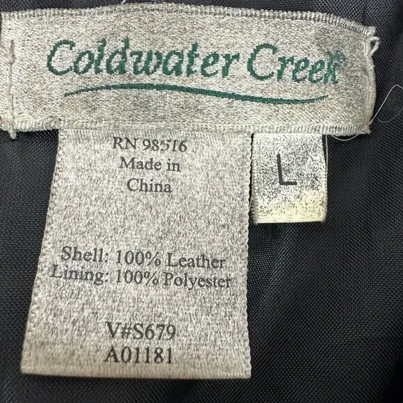 Coldwater Creek Women's Black Leather Jacket Zip Closure Size L