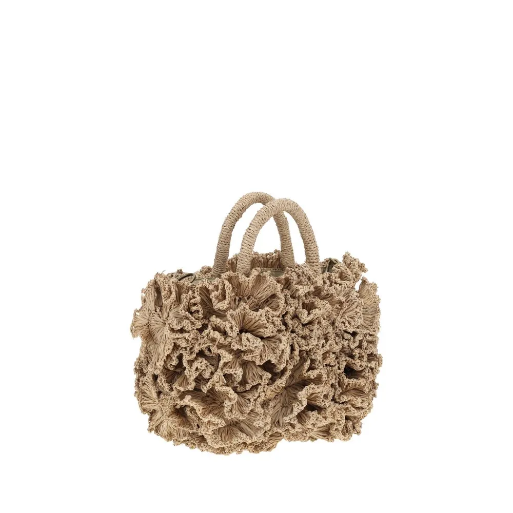 Coral raffia Handbag