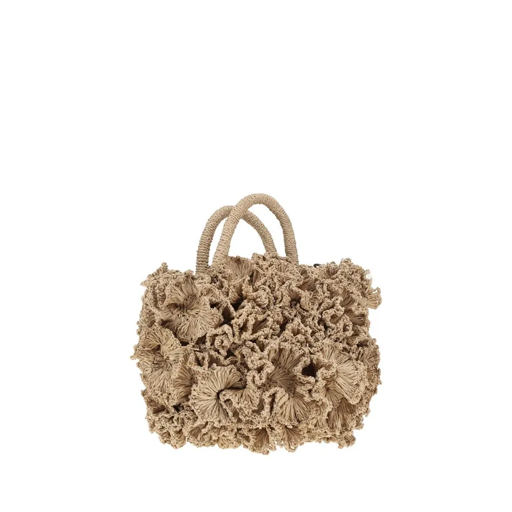 Coral raffia Handbag