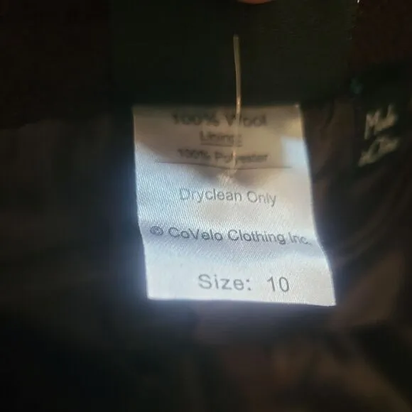 CoVelo Wool Zip Front Skirt Size 10