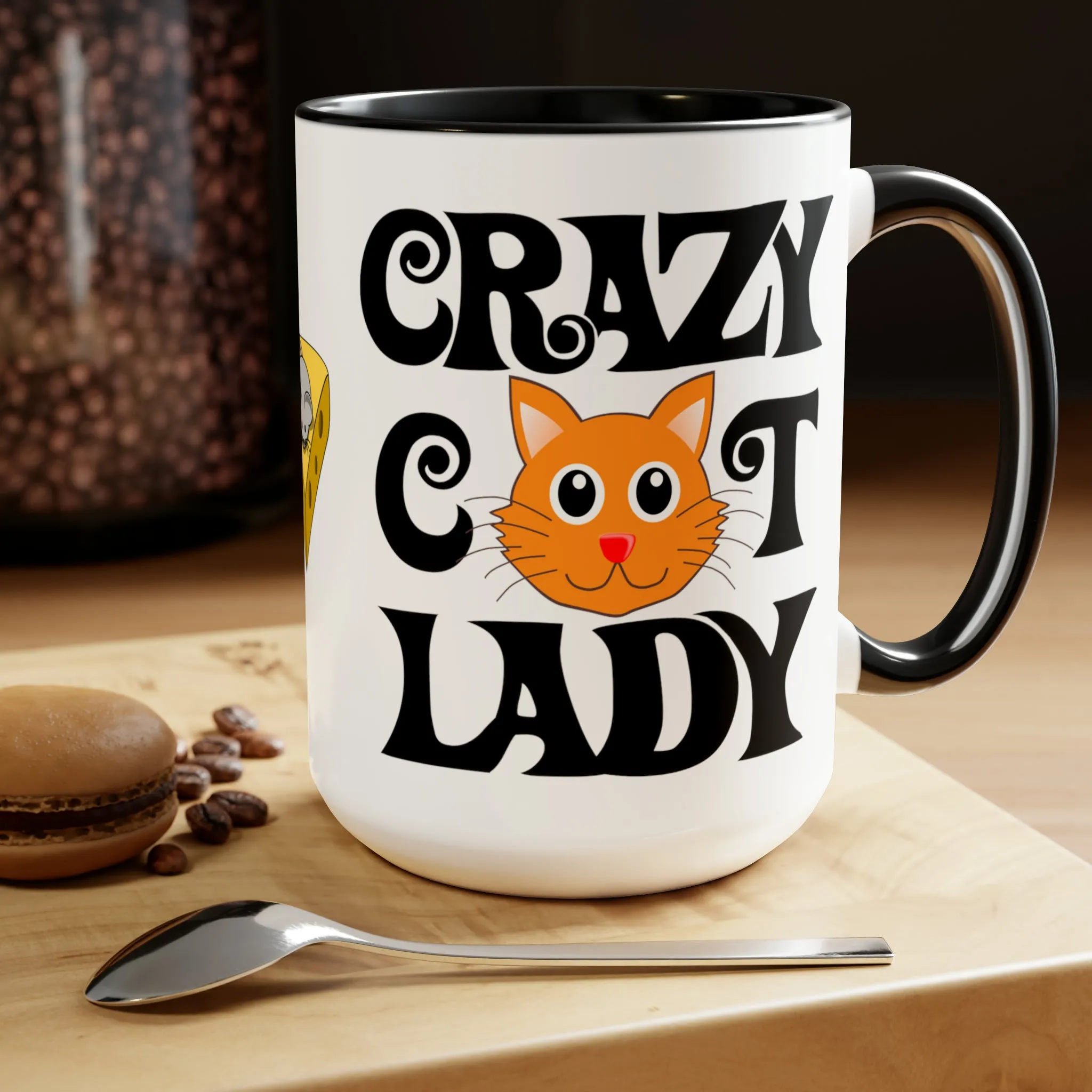 CRAZY CAT LADY - Two-Tone Coffee Mug - 15oz - 5 Color Options