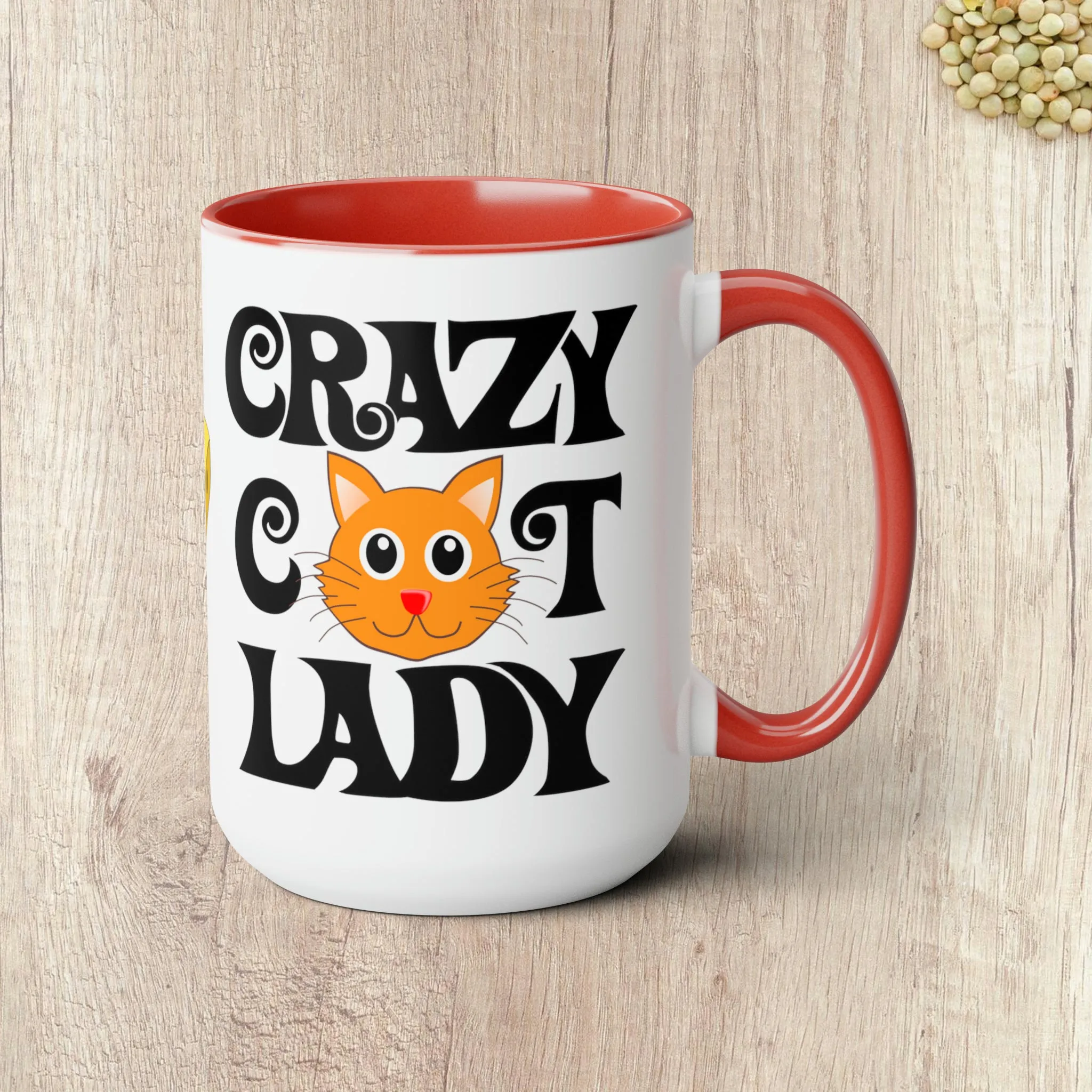 CRAZY CAT LADY - Two-Tone Coffee Mug - 15oz - 5 Color Options