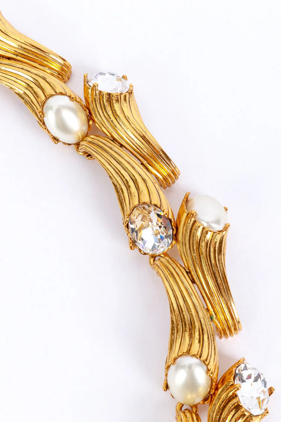 Crystal & Pearl Cornucopia Collar Necklace