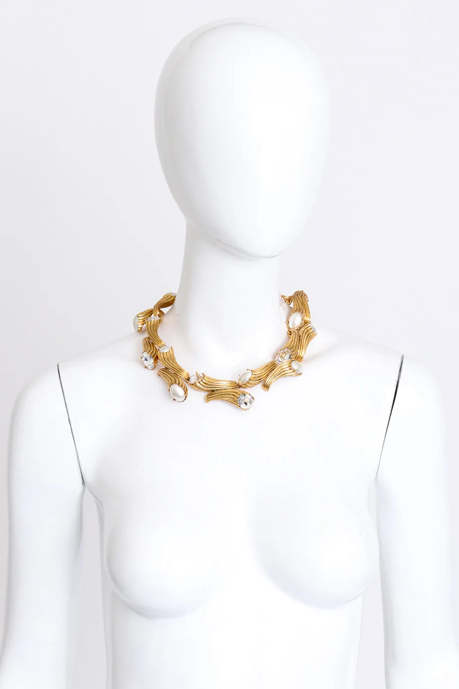 Crystal & Pearl Cornucopia Collar Necklace