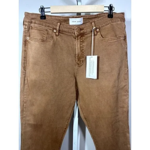 DEAR JOHN Women's Gisele Skinny Ankle Denim Jeans Brown/Butterscotch Size 33