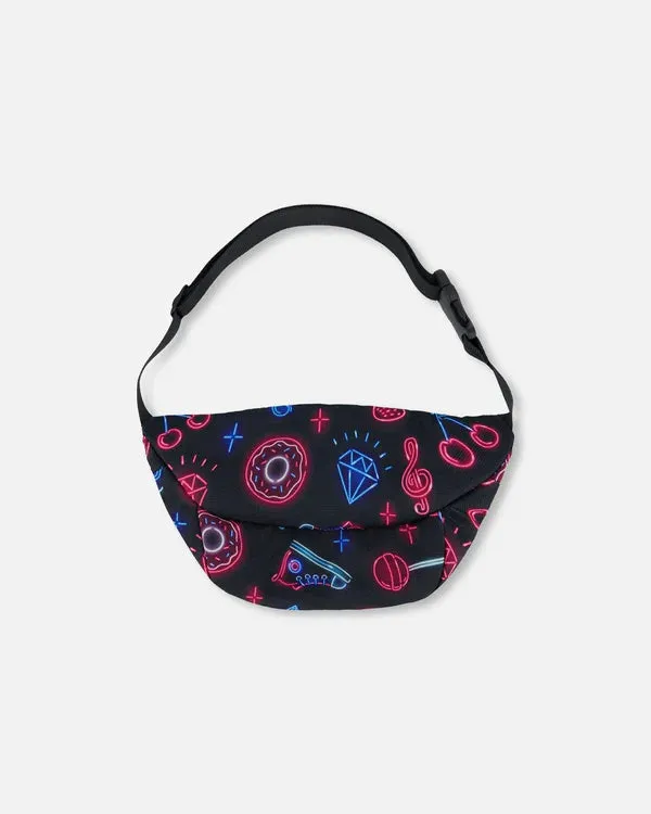 Deux Par Deux Printed Fanny Pack Black And Blue And Pink Items