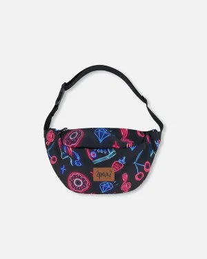 Deux Par Deux Printed Fanny Pack Black And Blue And Pink Items