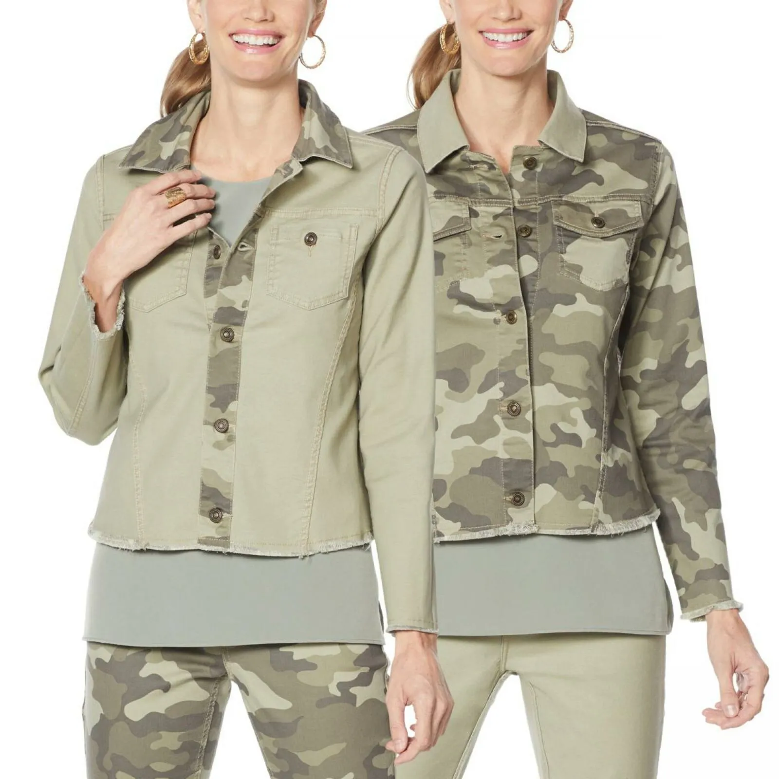 DG2 by Diane Gilman Women's Plus Size Reversible Twill Denim Jacket