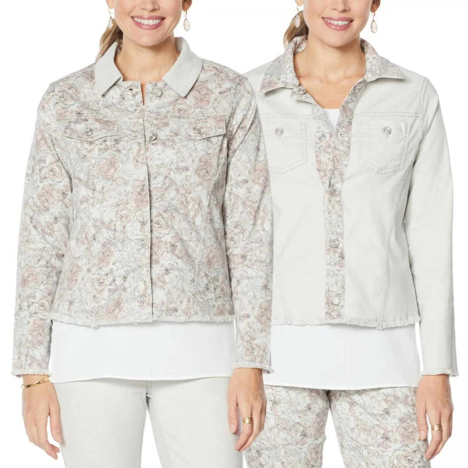 DG2 by Diane Gilman Women's Plus Size Reversible Twill Denim Jacket