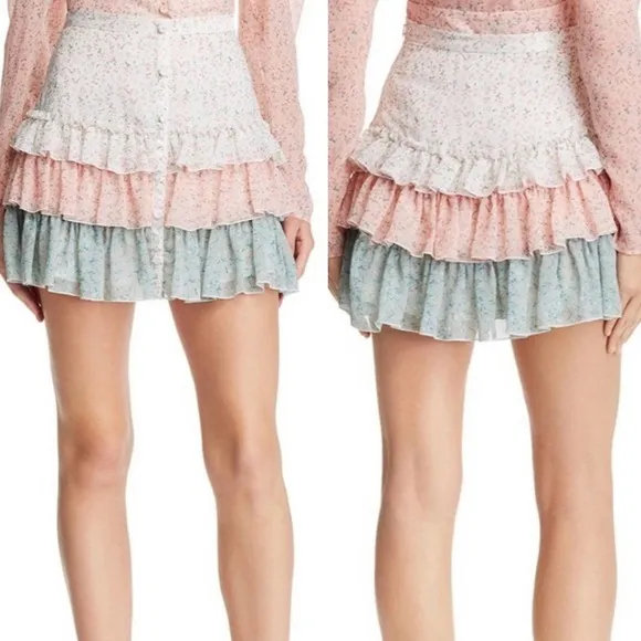 Divine Heritage Three-Tiered Mini Skirt Size L