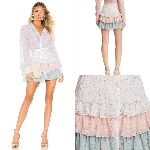 Divine Heritage Three-Tiered Mini Skirt Size L