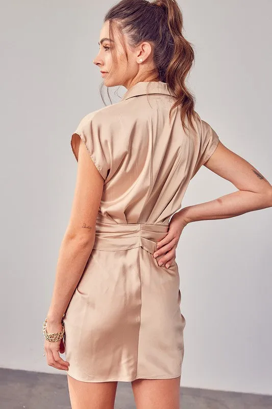 Do   Be Collection Junior Collar Button Up Front Tie Dress