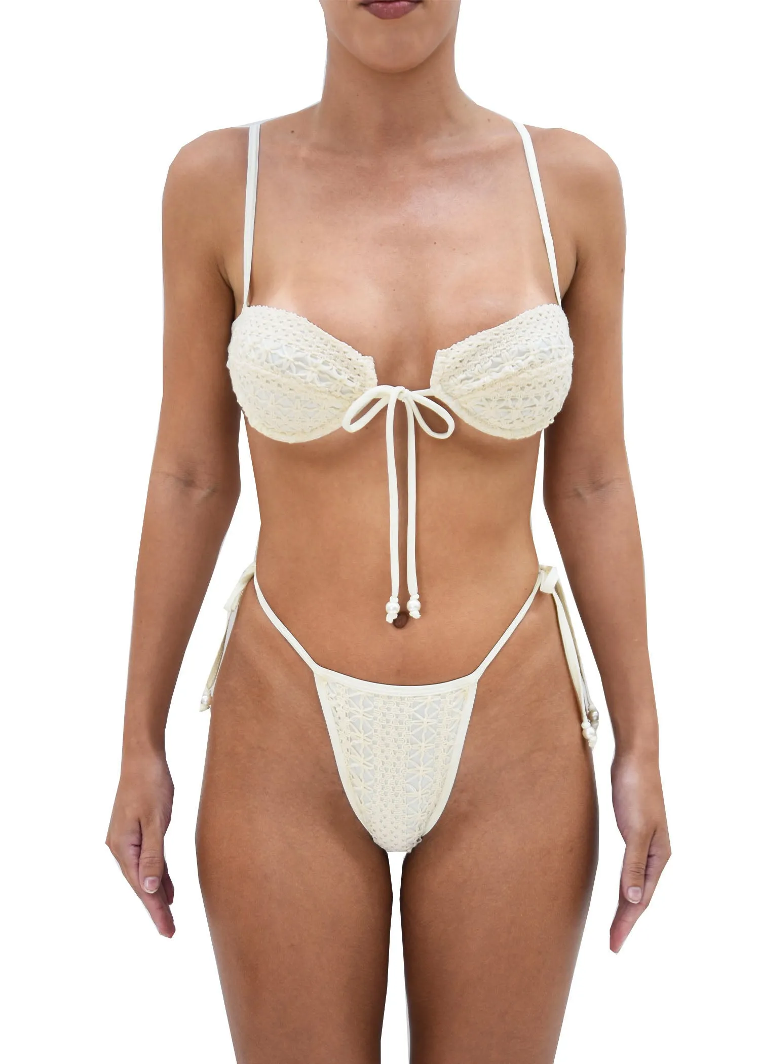 Dolce Vita Underwire Bikini Top | Beige Crochet