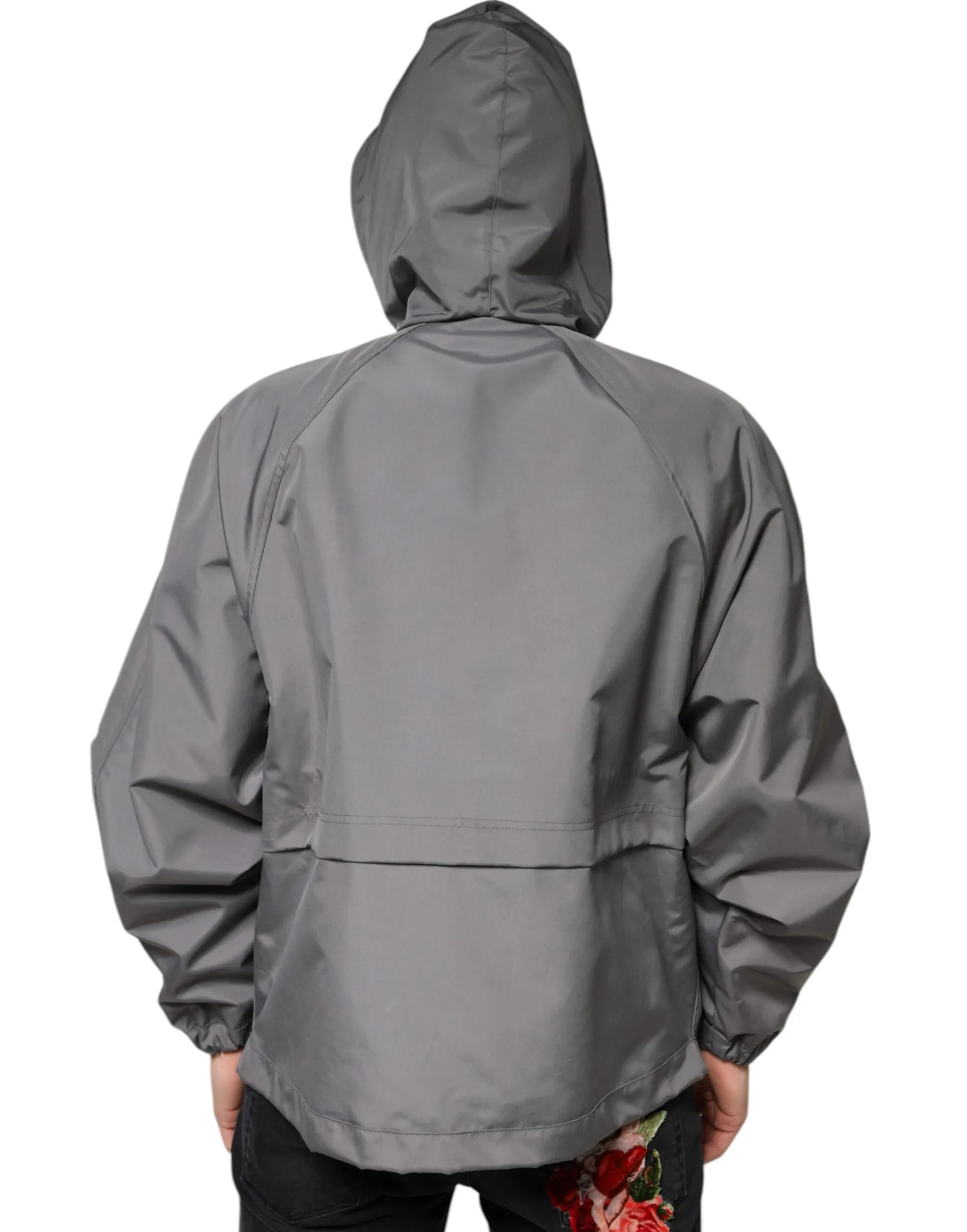 Dolce&Gabbana Men Gray Jacket 100% Polyester Hooded Full Zip Casual Bomber IT 48