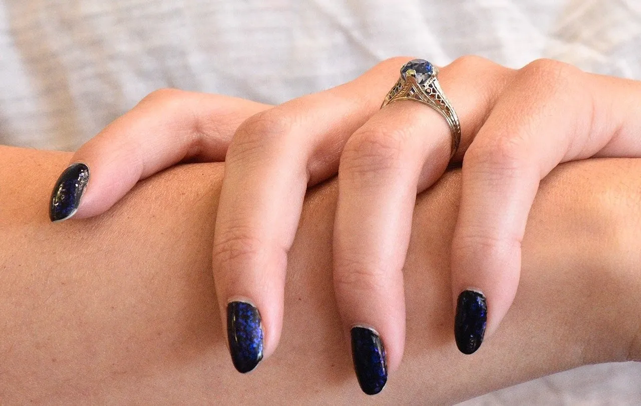 Edwardian 2.91 CTW No Heat Ceylon Sapphire 18 Karat White Gold Ring AGL