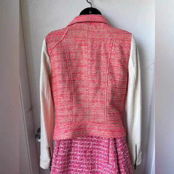 Elevenses Blushed Tweed Moto Jacket Size 8 Regular Pink ANTHROPOLOGIE