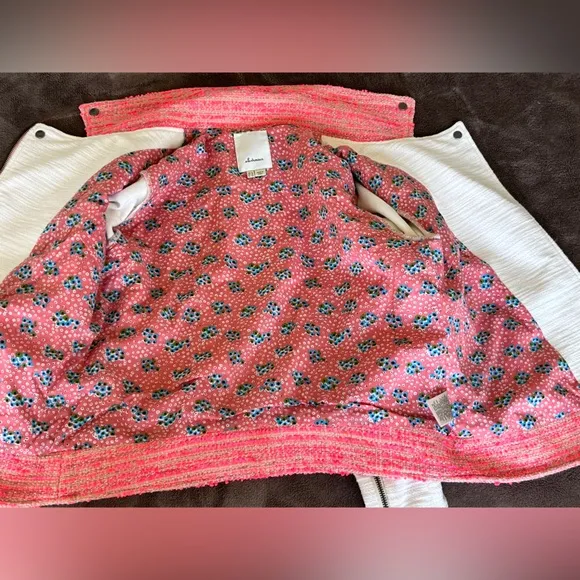 Elevenses Blushed Tweed Moto Jacket Size 8 Regular Pink ANTHROPOLOGIE