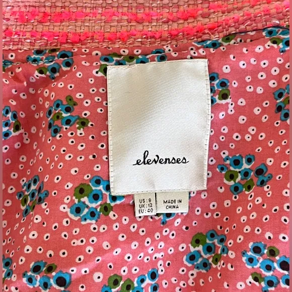 Elevenses Blushed Tweed Moto Jacket Size 8 Regular Pink ANTHROPOLOGIE