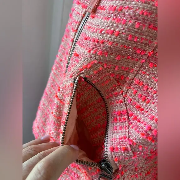 Elevenses Blushed Tweed Moto Jacket Size 8 Regular Pink ANTHROPOLOGIE