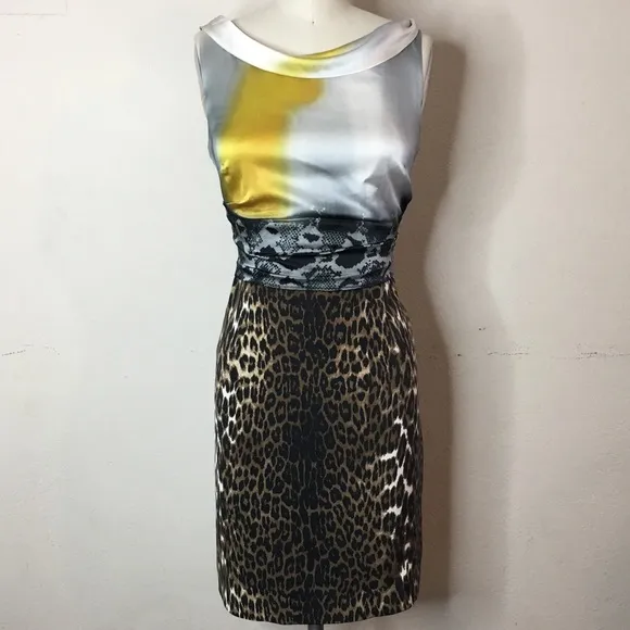 Elie Tahari silk animal print cocktail dress 4
