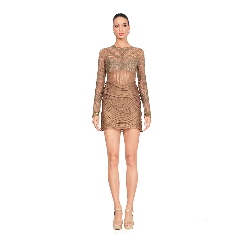 Embroidered Copper Dress
