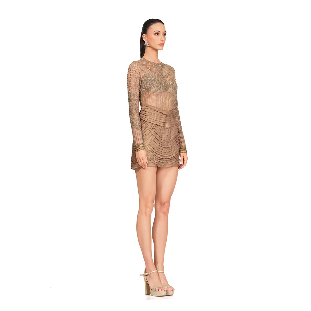Embroidered Copper Dress