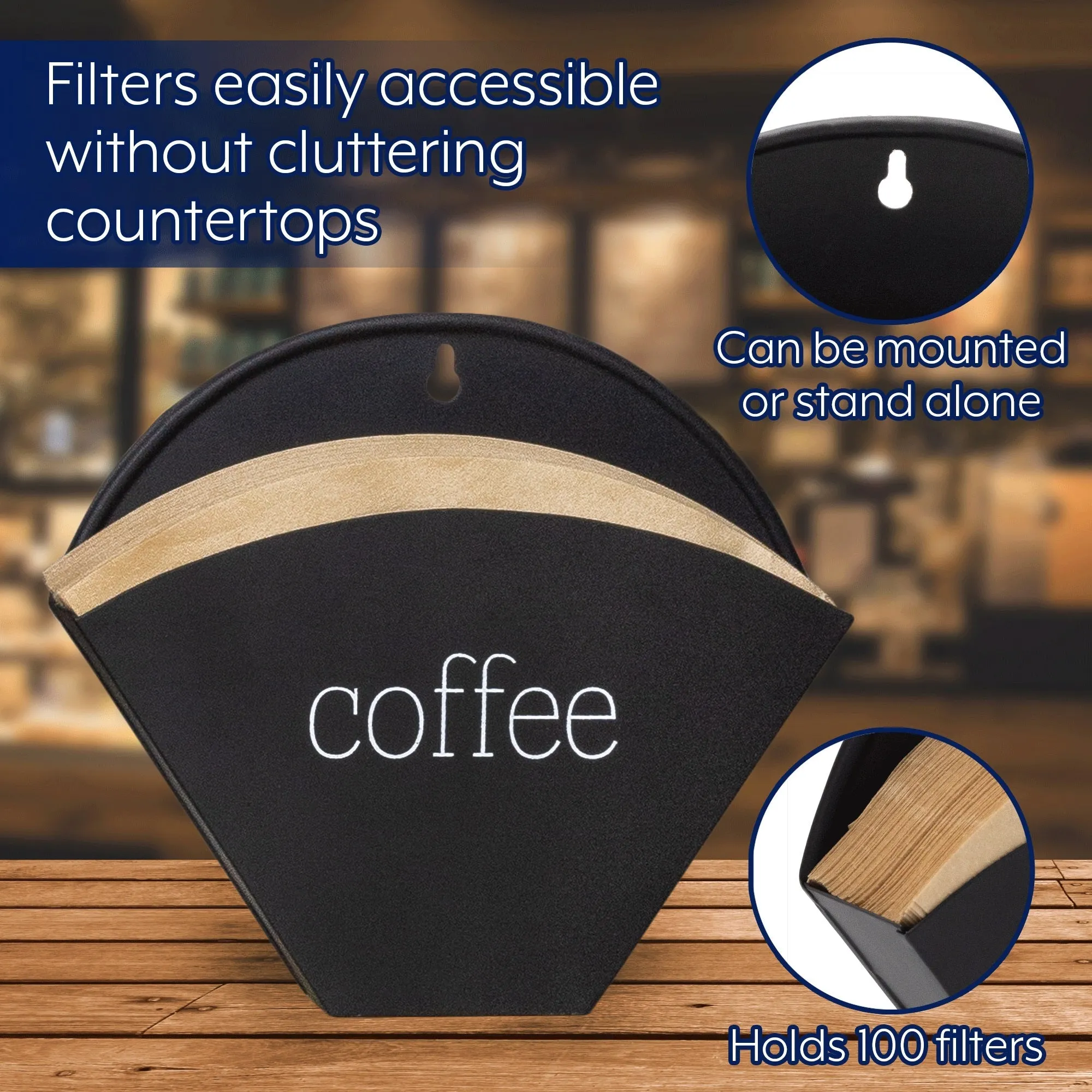 Enamelware Cone Coffee Filter Holder (Black, Case of 48)